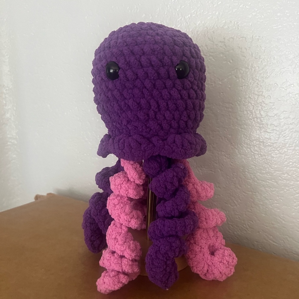 Purple and Pink Crochet Octopus Plush